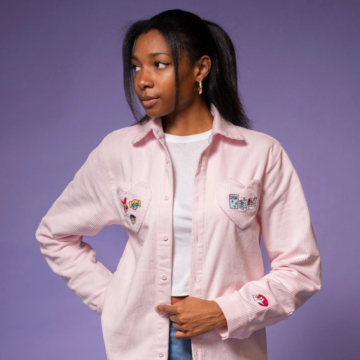 Cakeworthy🍒 The Powerpuff Girls Corduroy Button Up Shirt