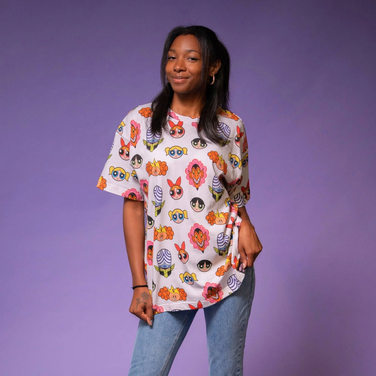 Cakeworthy🍒 The Powerpuff Girls Toss Print AOP T-Shirt