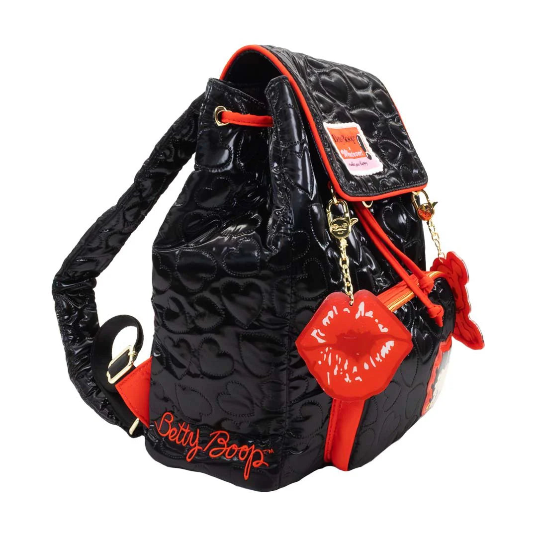 Whatever Makes You Happy x Betty Boop Quilted Heart Trinket Backpack